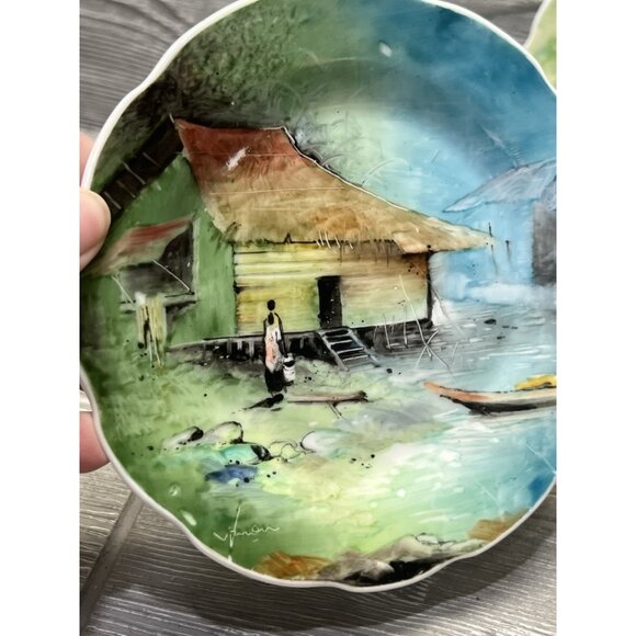 Studiocraft Singapore Handpainted 6” Decorative Plates Set of 4 Vintage 1972 - Picture 2 of 9